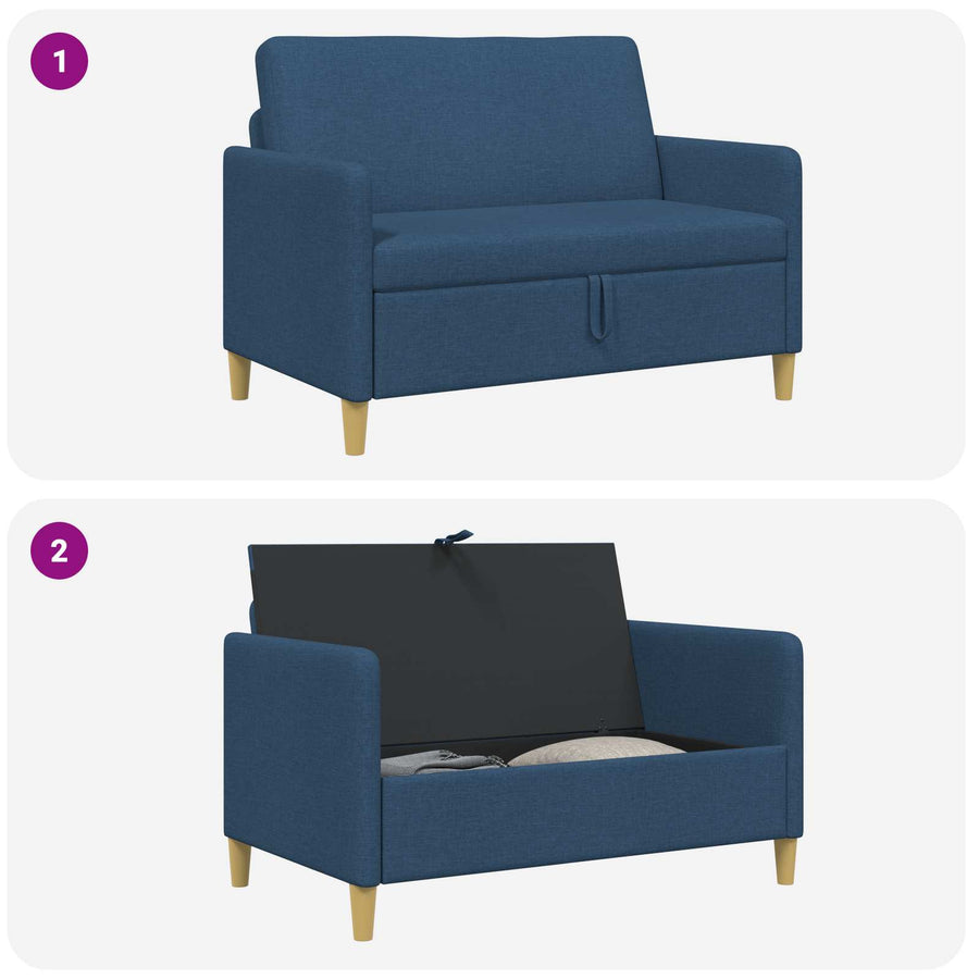 Bank met opslag Blauw 122 x 78 x 87 cm Polyester