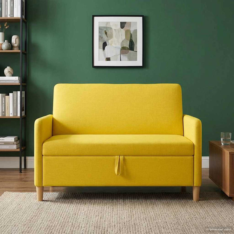 Bank met opslag Lichtgeel 122 x 78 x 87 cm Polyester