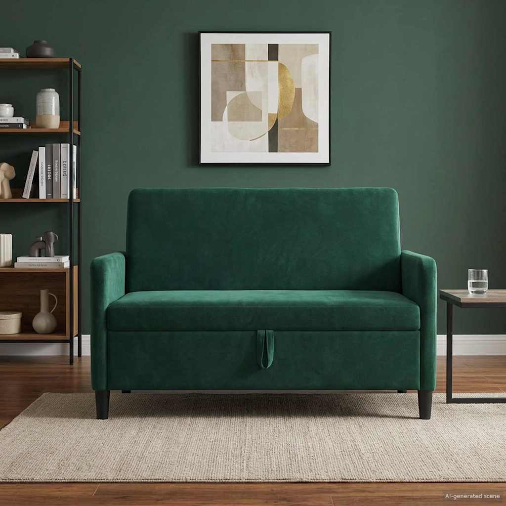 Bank met opslag Donkergroen 122 x 78 x 87 cm Polyester