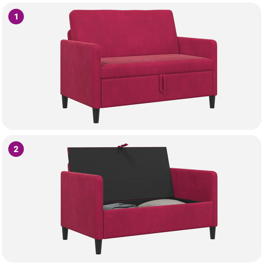 Bank met opslag Wijnrood 122 x 78 x 87 cm Polyester