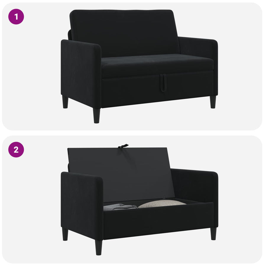 Bank met opslag Zwart 122 x 78 x 87 cm Polyester