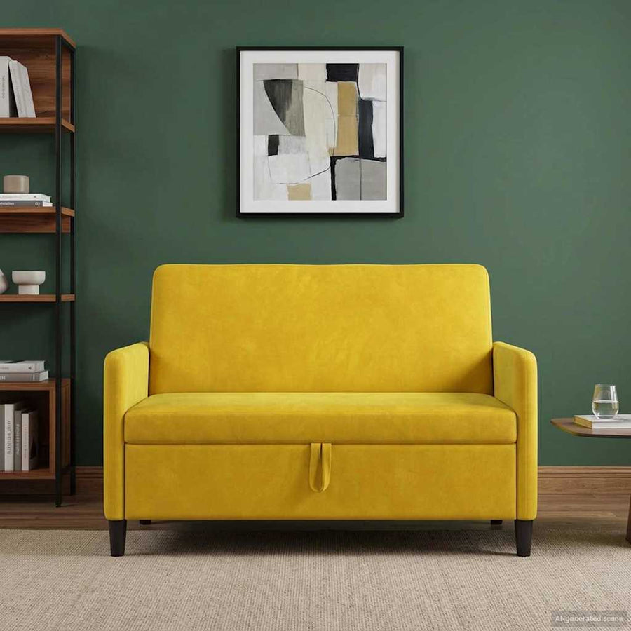 Bank met opslag Geel 122 x 78 x 87 cm Polyester