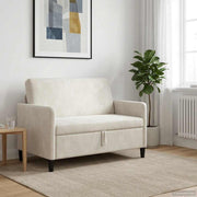 Bank met opbergruimte 122x78x87 cm crèmekleurig polyester