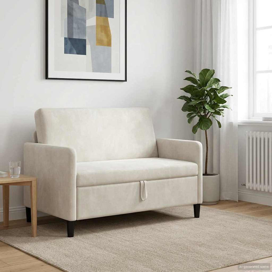 Bank met opslag Crèmekleurig 122 x 78 x 87 cm Polyester