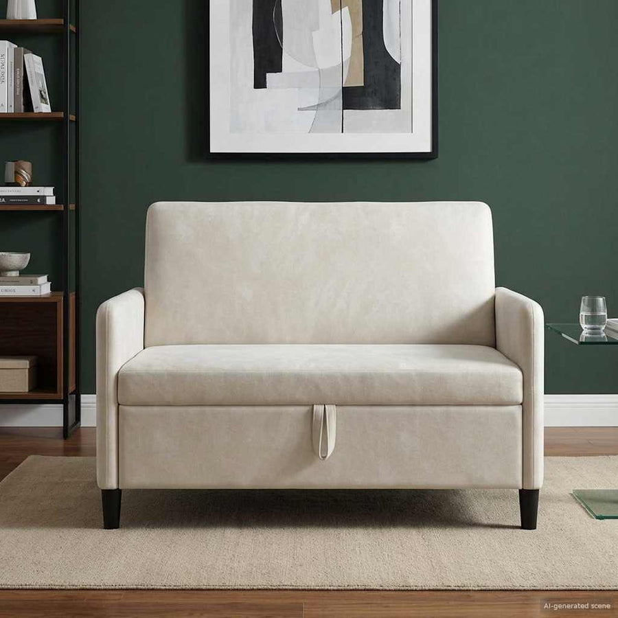 Bank met opslag Crèmekleurig 122 x 78 x 87 cm Polyester