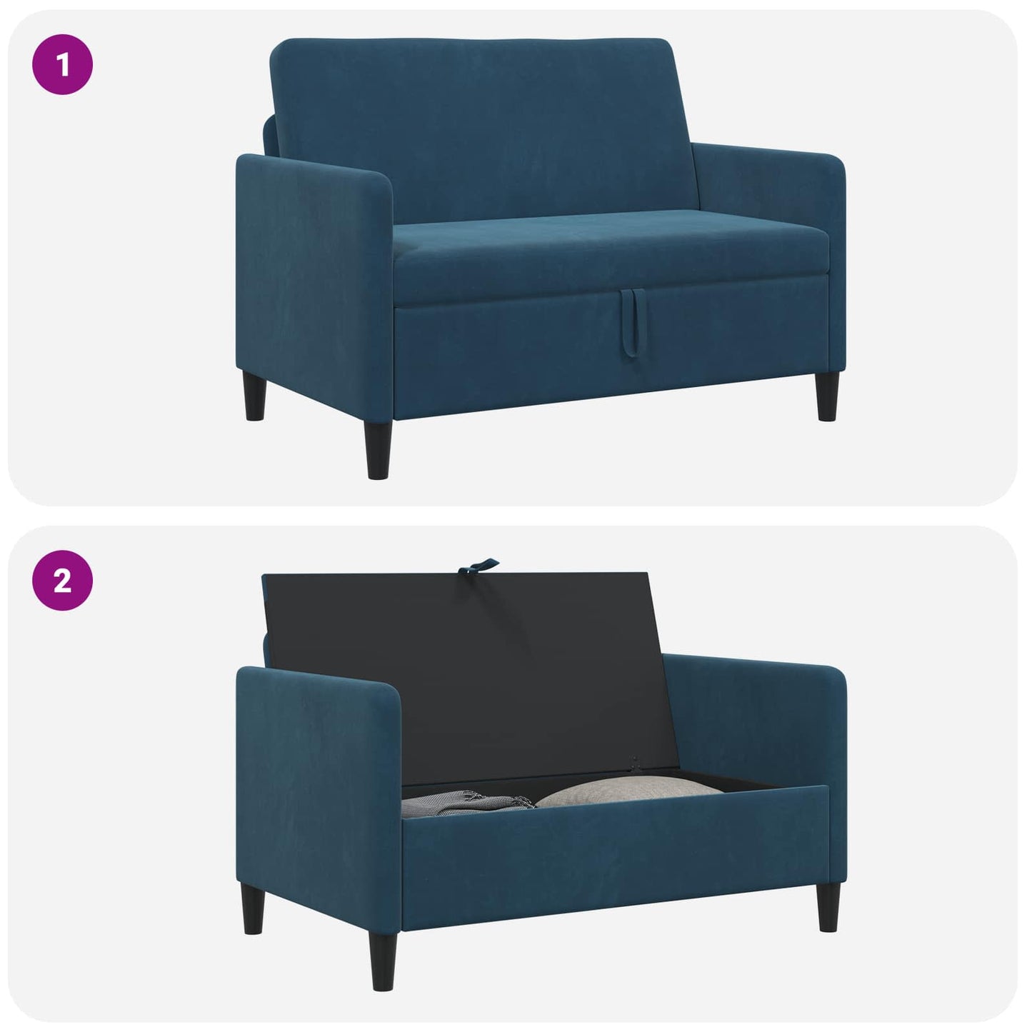 Bank met opslag Blauw 122 x 78 x 87 cm Polyester