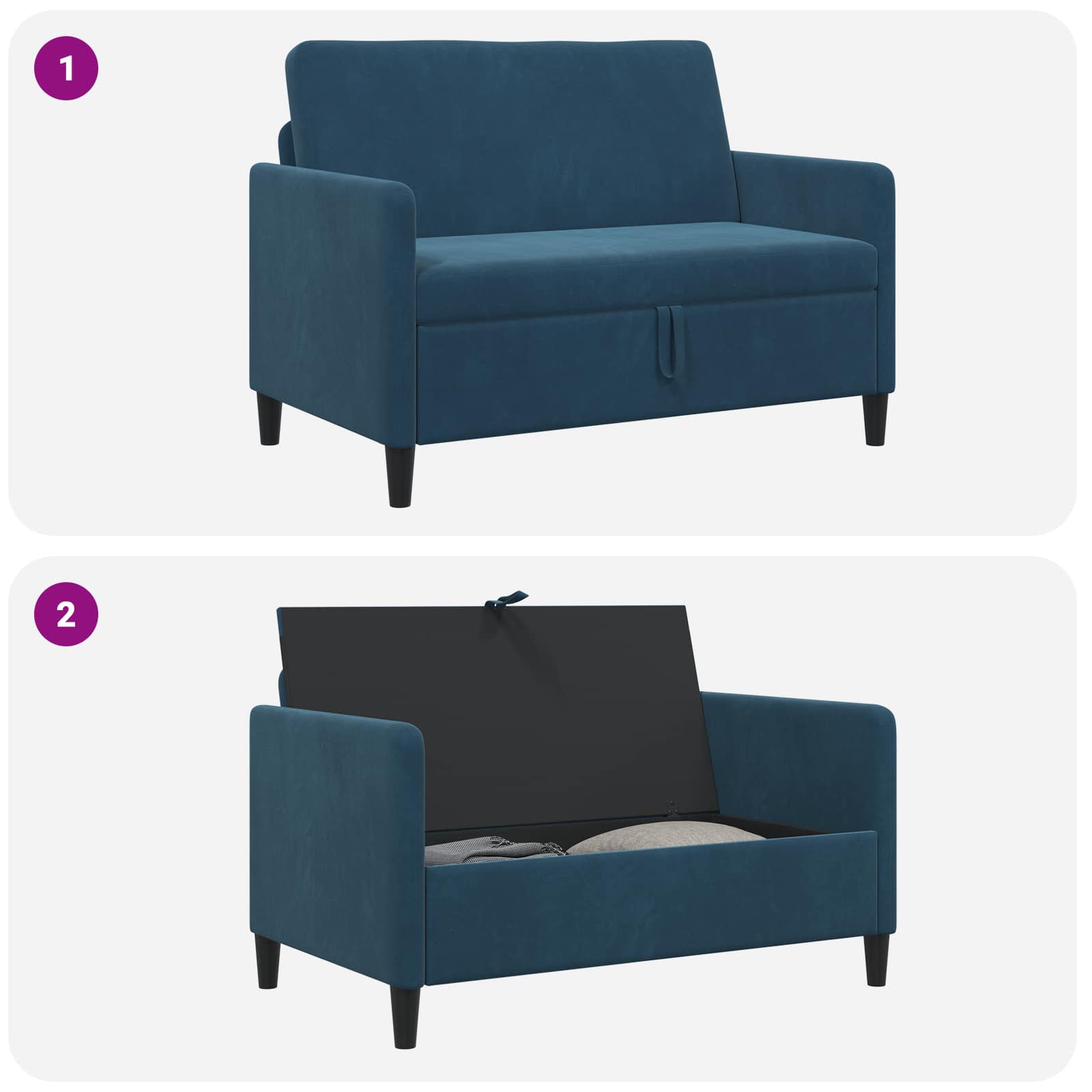 Bank met opslag Blauw 122 x 78 x 87 cm Polyester