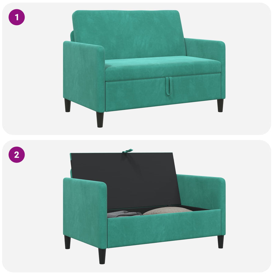 Bank met opslag Turquoise 122 x 78 x 87 cm Polyester