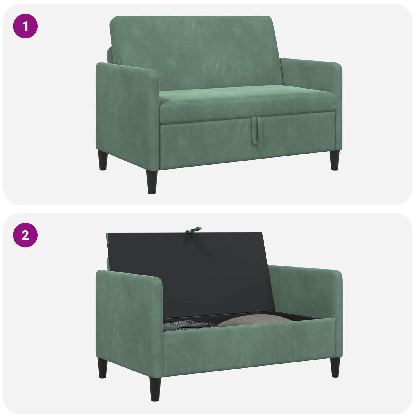 Bank met opslag Zeegroen 122 x 78 x 87 cm Polyester