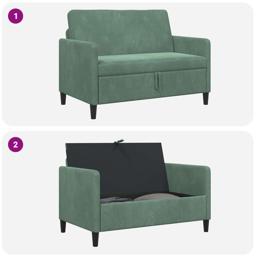 Bank met opslag Zeegroen 122 x 78 x 87 cm Polyester