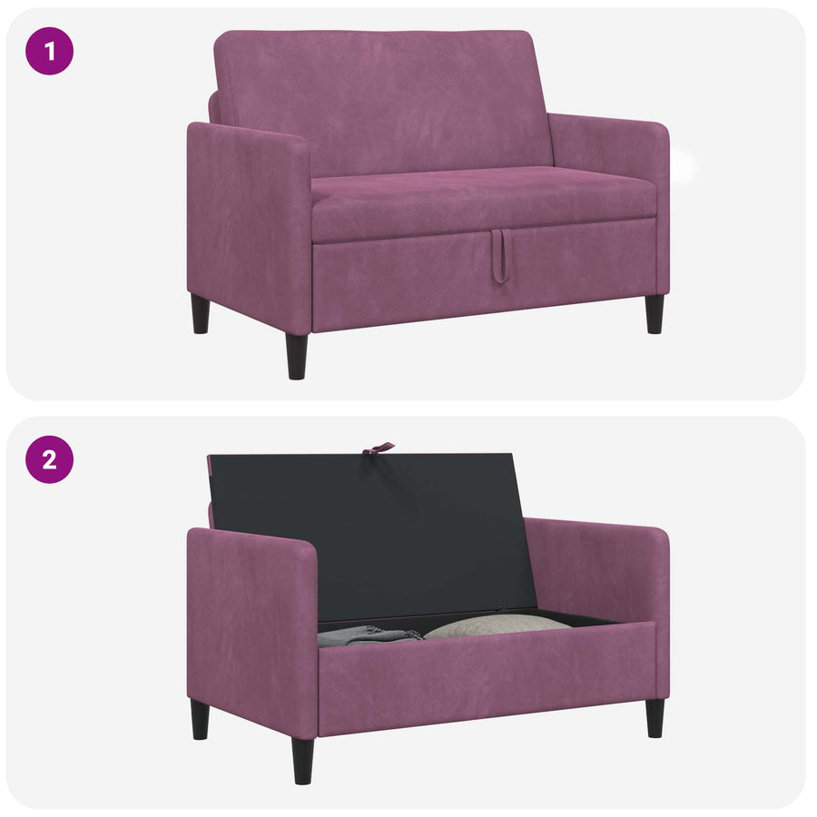 Bank met opslag Paars 122 x 78 x 87 cm Polyester