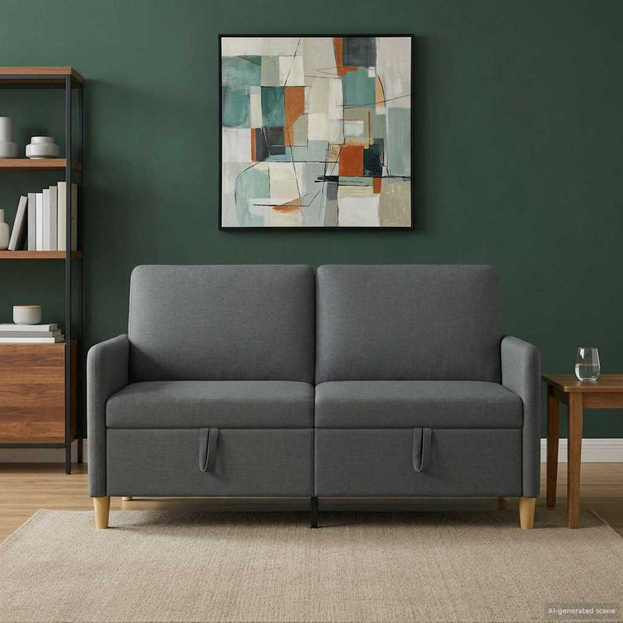 Bank met opslag Donkergrijs 152 x 78 x 87 cm Polyester