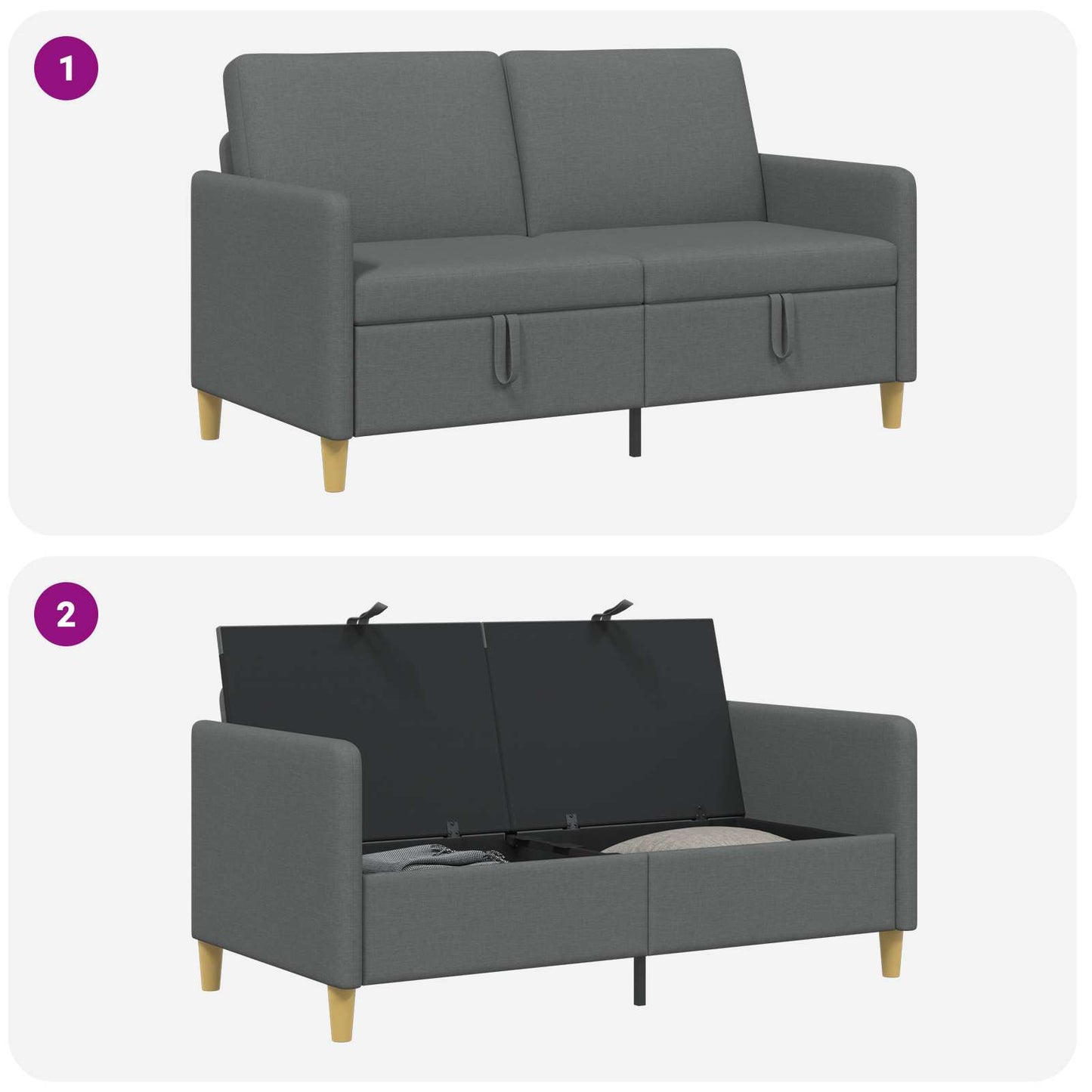 Bank met opslag Donkergrijs 152 x 78 x 87 cm Polyester