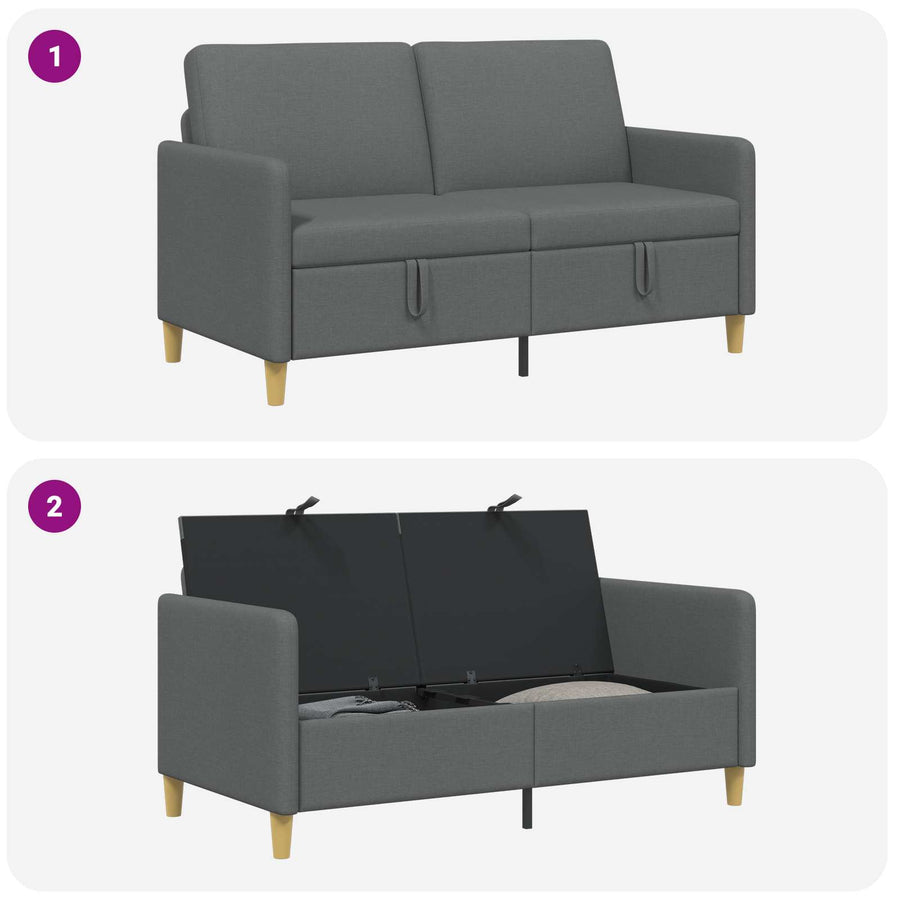 Bank met opslag Donkergrijs 152 x 78 x 87 cm Polyester