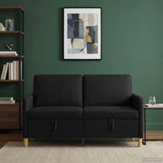 Bank met opbergruimte 152x78x87 cm zwart polyester