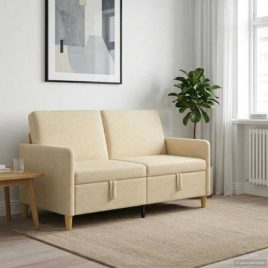 Bank met opslag Crèmekleurig 152 x 78 x 87 cm Polyester