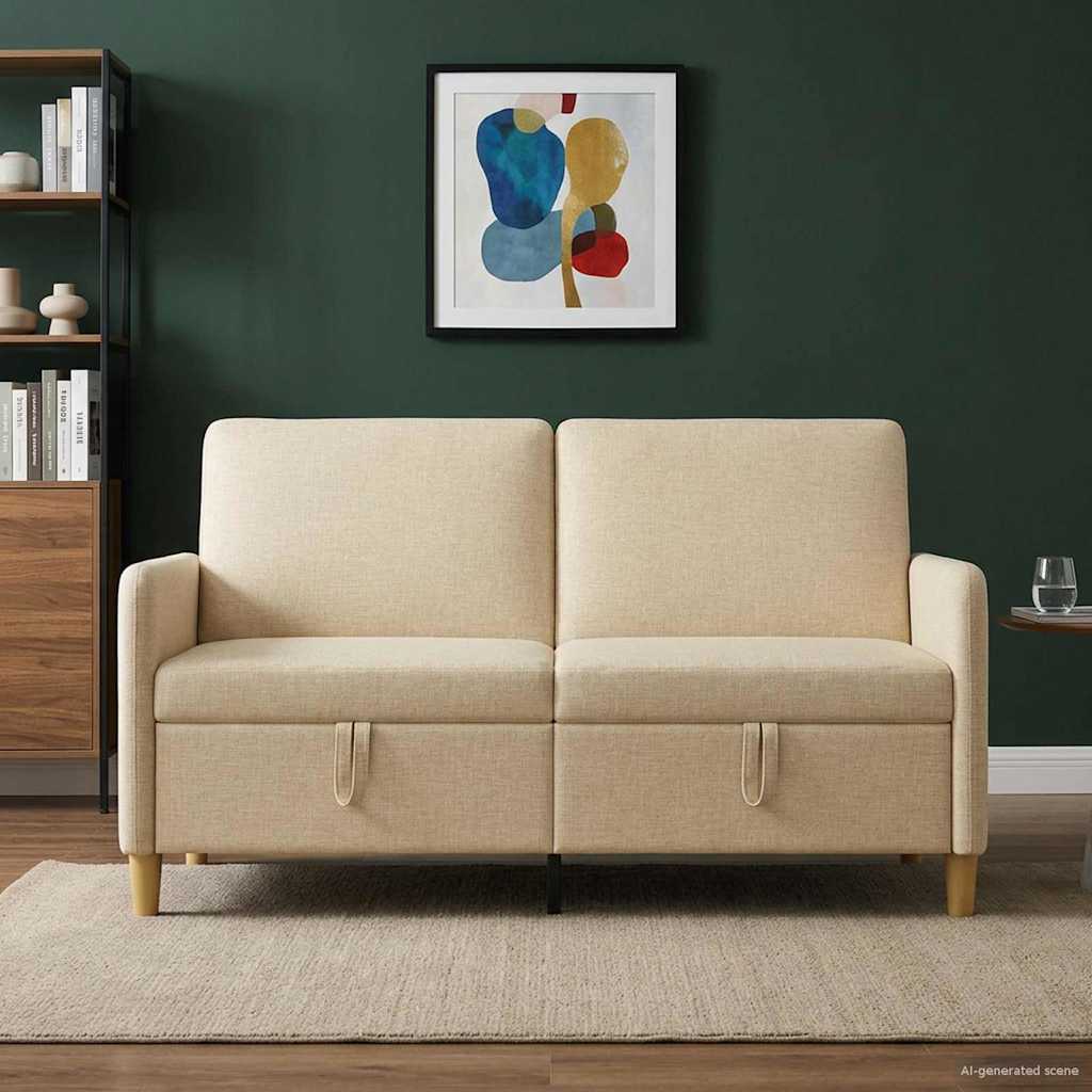 Bank met opslag Crèmekleurig 152 x 78 x 87 cm Polyester