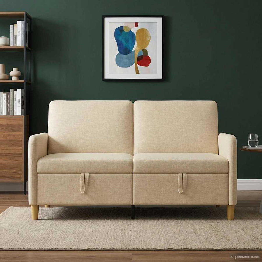 Bank met opslag Crèmekleurig 152 x 78 x 87 cm Polyester