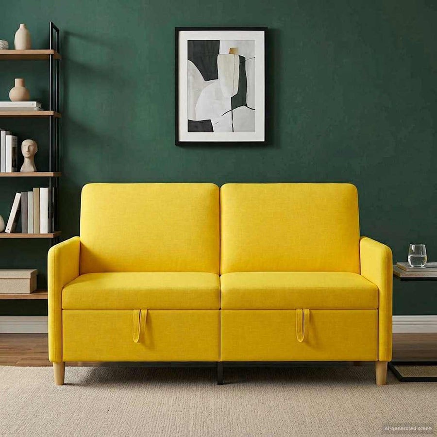 Bank met opslag Lichtgeel 152 x 78 x 87 cm Polyester