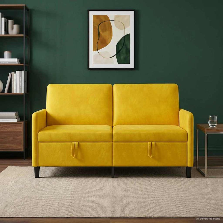 Bank met opslag Geel 152 x 78 x 87 cm Polyester