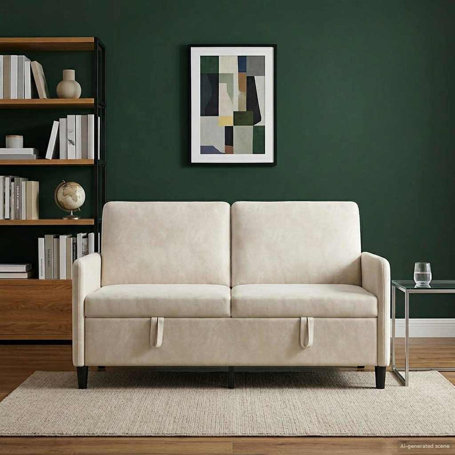 Bank met opslag Crèmekleurig 152 x 78 x 87 cm Polyester