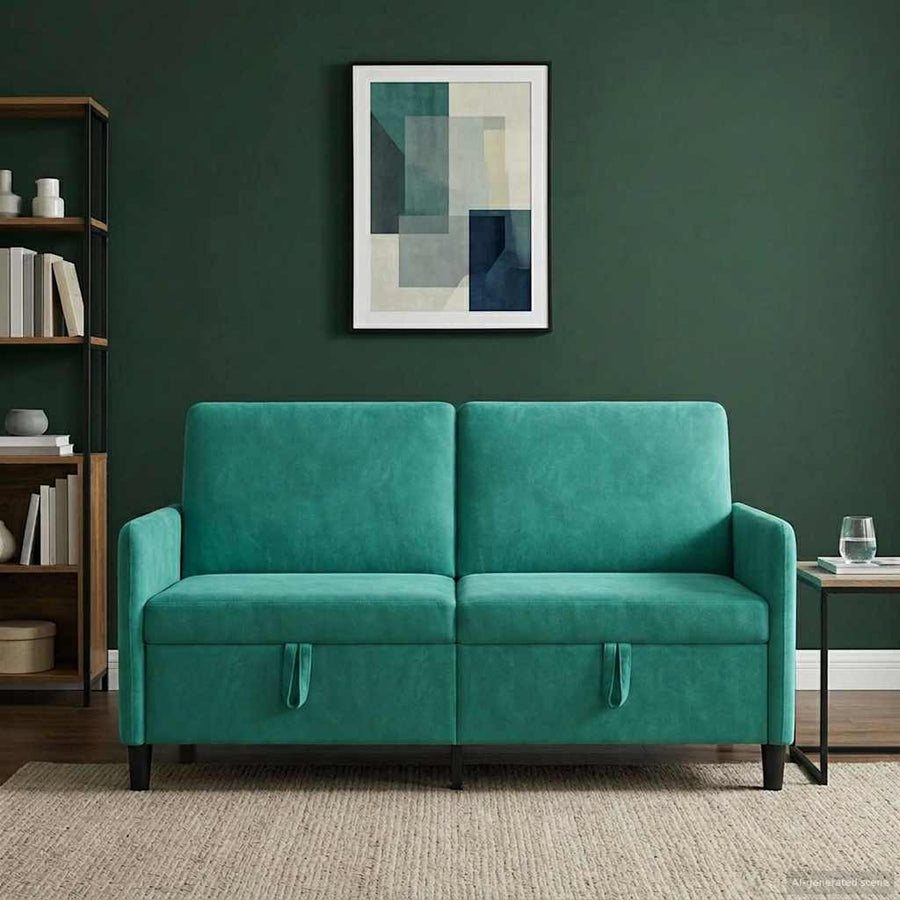 Bank met opslag Turquoise 152 x 78 x 87 cm Polyester
