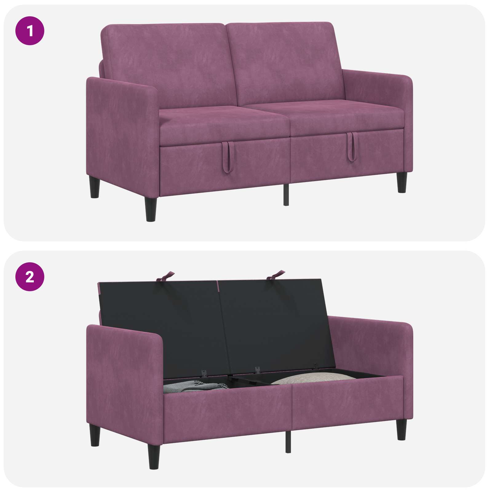 Bank met opslag Paars 152 x 78 x 87 cm Polyester