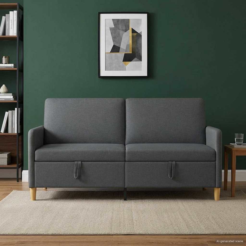 Bank met opslag Donkergrijs 172 x 78 x 87 cm Polyester