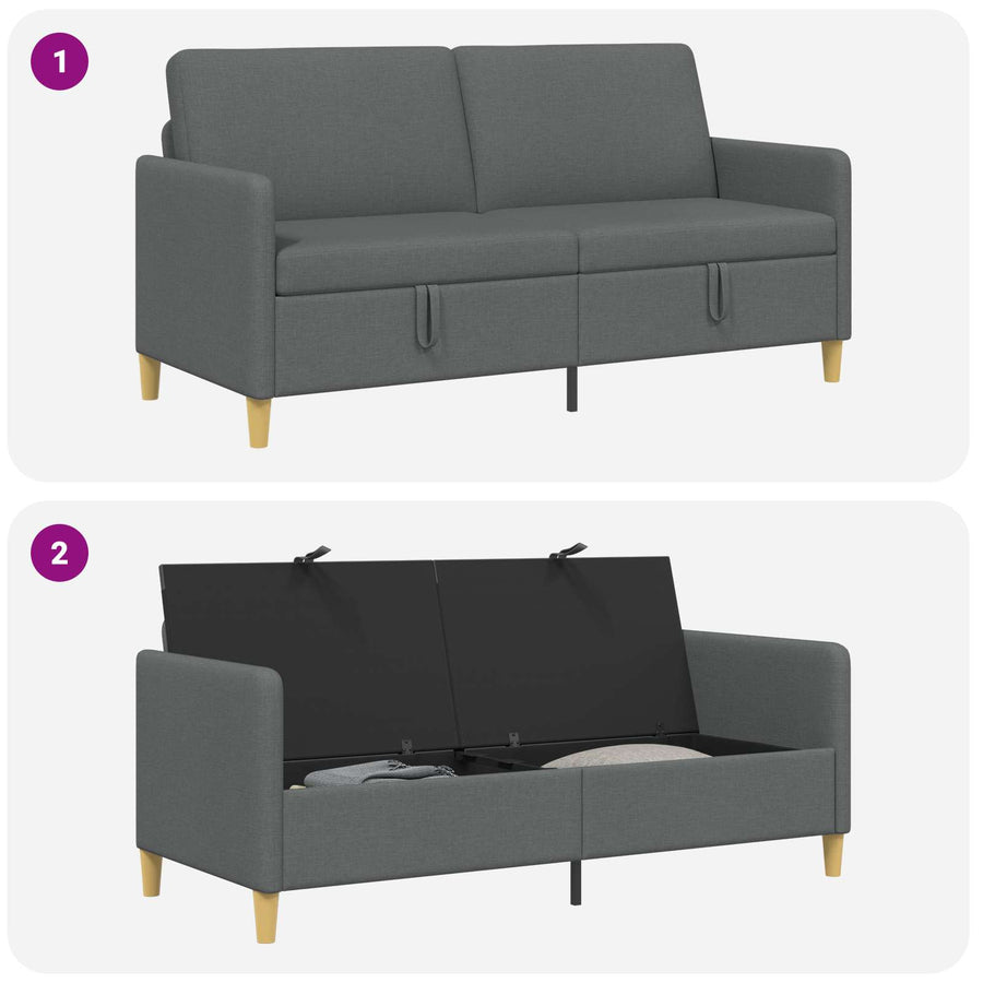 Bank met opslag Donkergrijs 172 x 78 x 87 cm Polyester