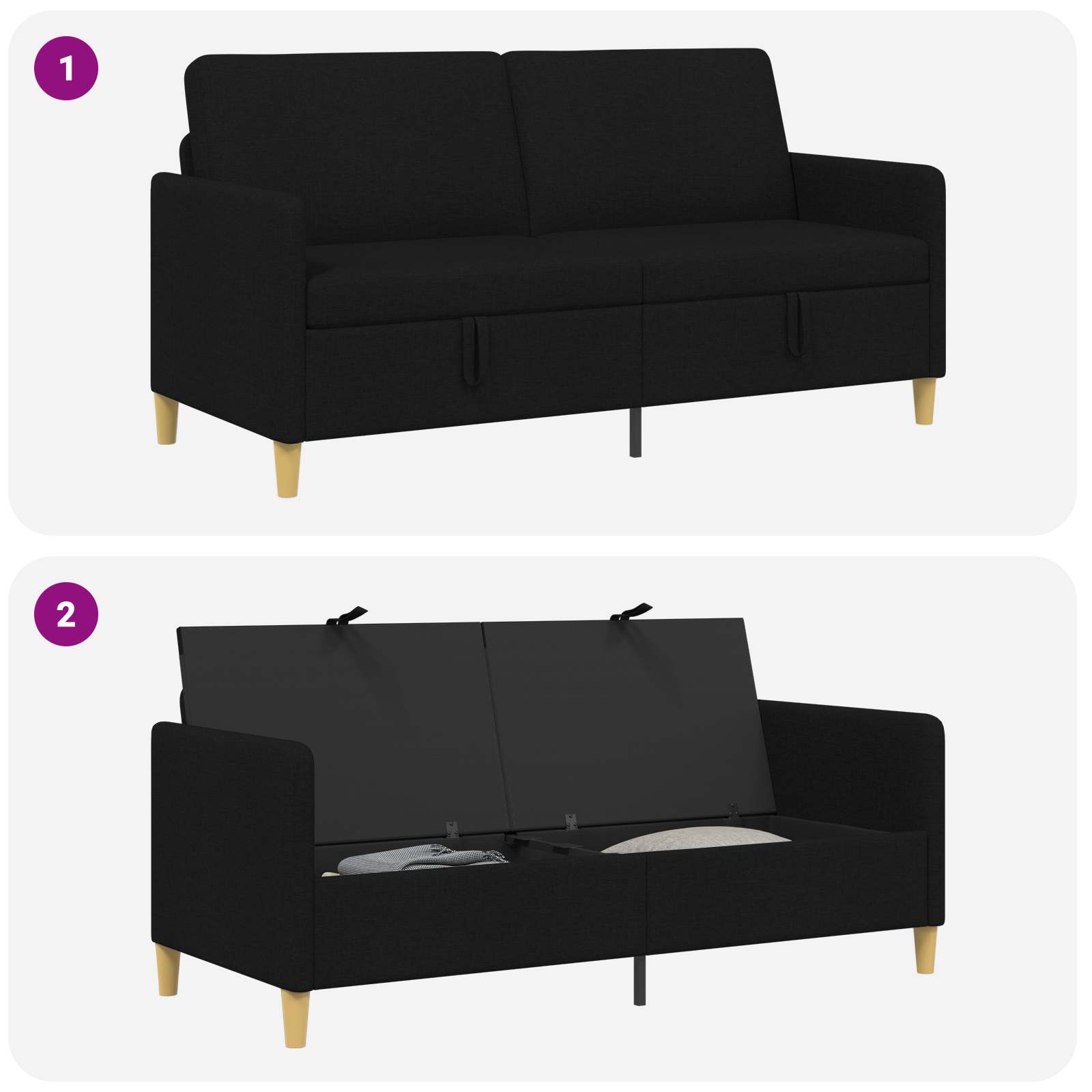 Bank met opslag Zwart 172 x 78 x 87 cm Polyester