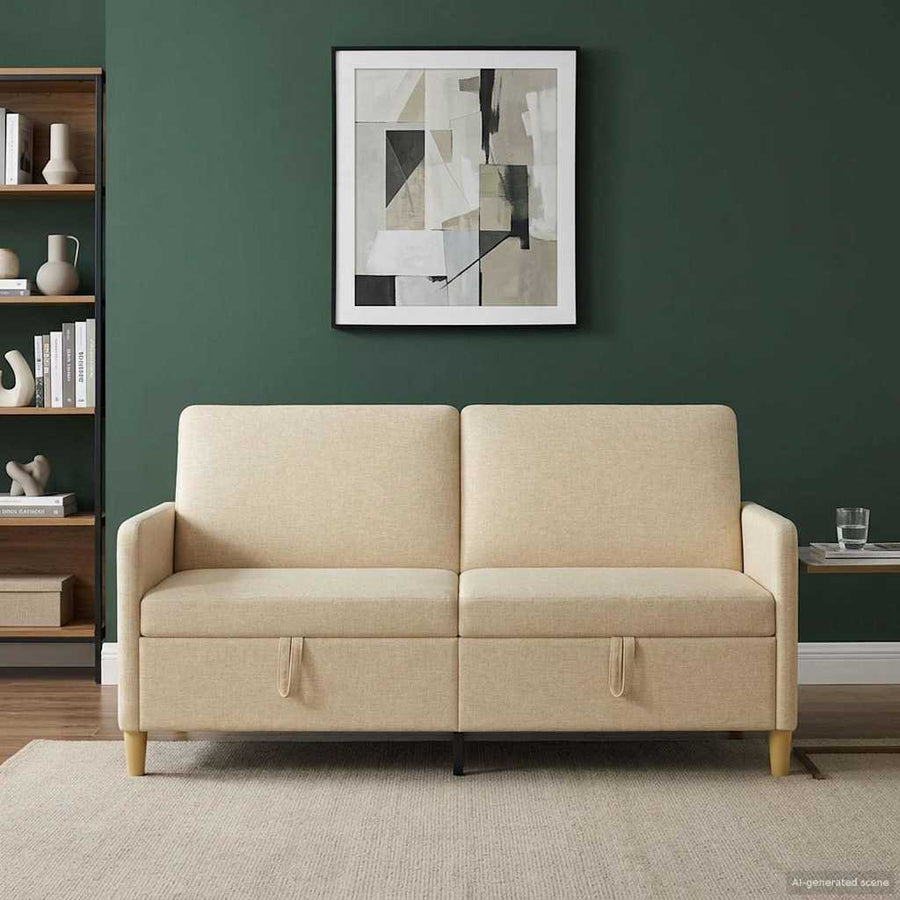 Bank met opslag Crèmekleurig 172 x 78 x 87 cm Polyester