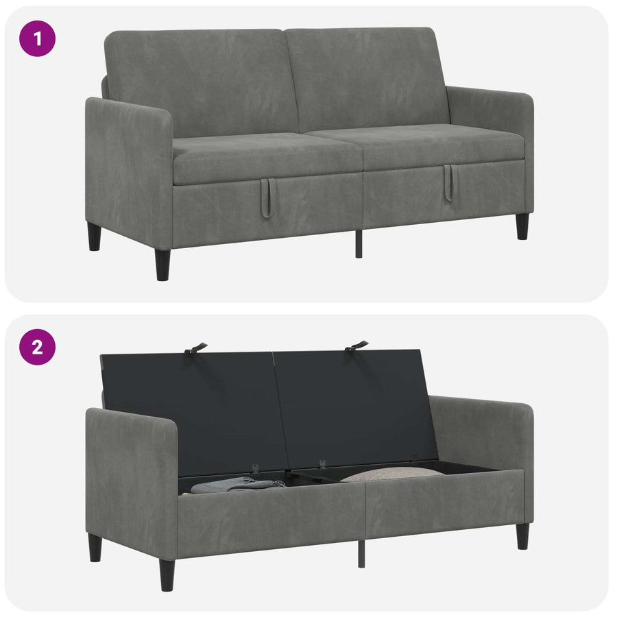 Bank met opslag Donkergrijs 172 x 78 x 87 cm Polyester