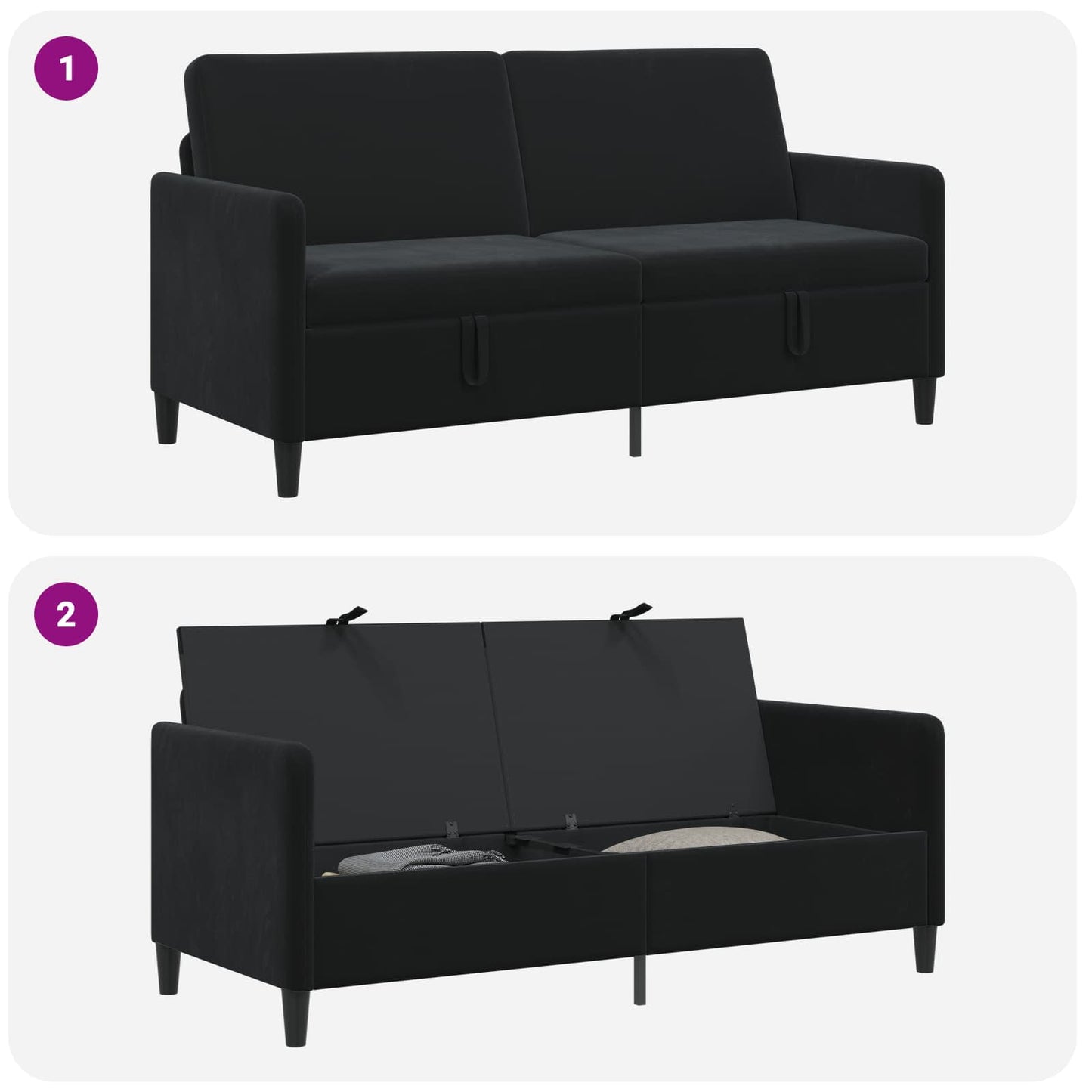 Bank met opslag Zwart 172 x 78 x 87 cm Polyester
