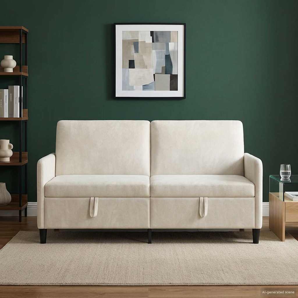 Bank met opslag Crèmekleurig 172 x 78 x 87 cm Polyester