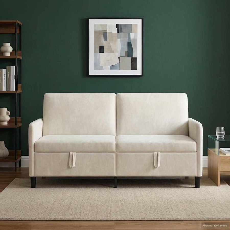 Bank met opslag Crèmekleurig 172 x 78 x 87 cm Polyester