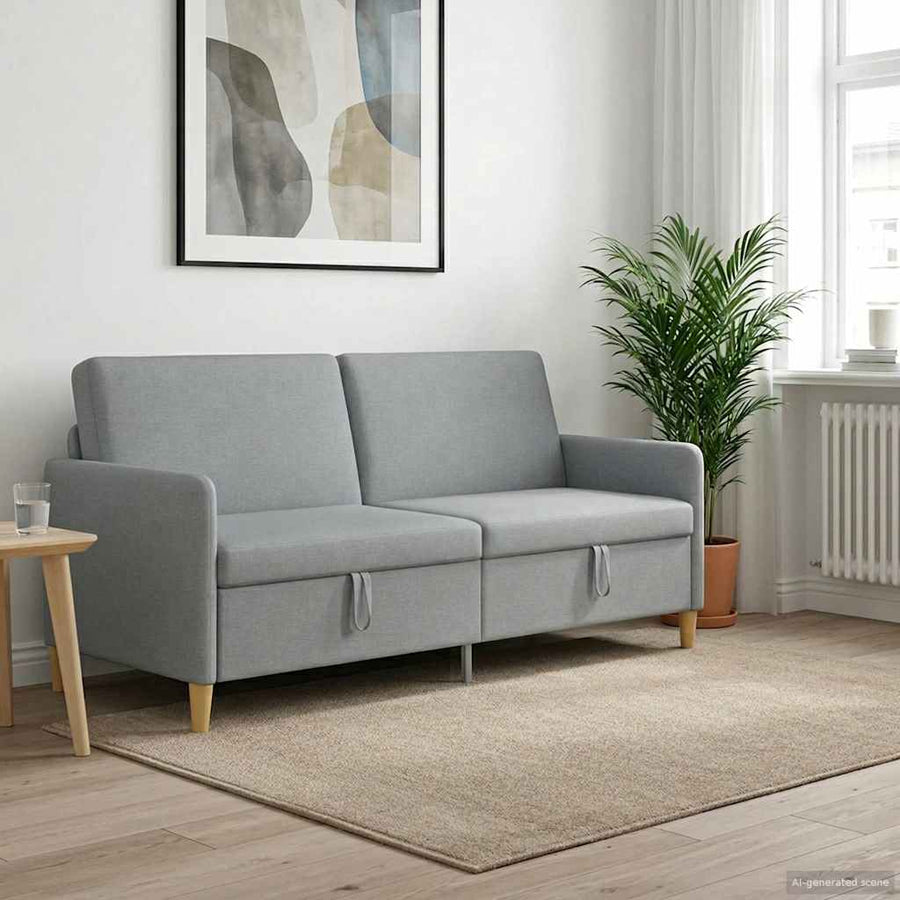 Bank met opslag Lichtgrijs 192 x 78 x 87 cm Polyester