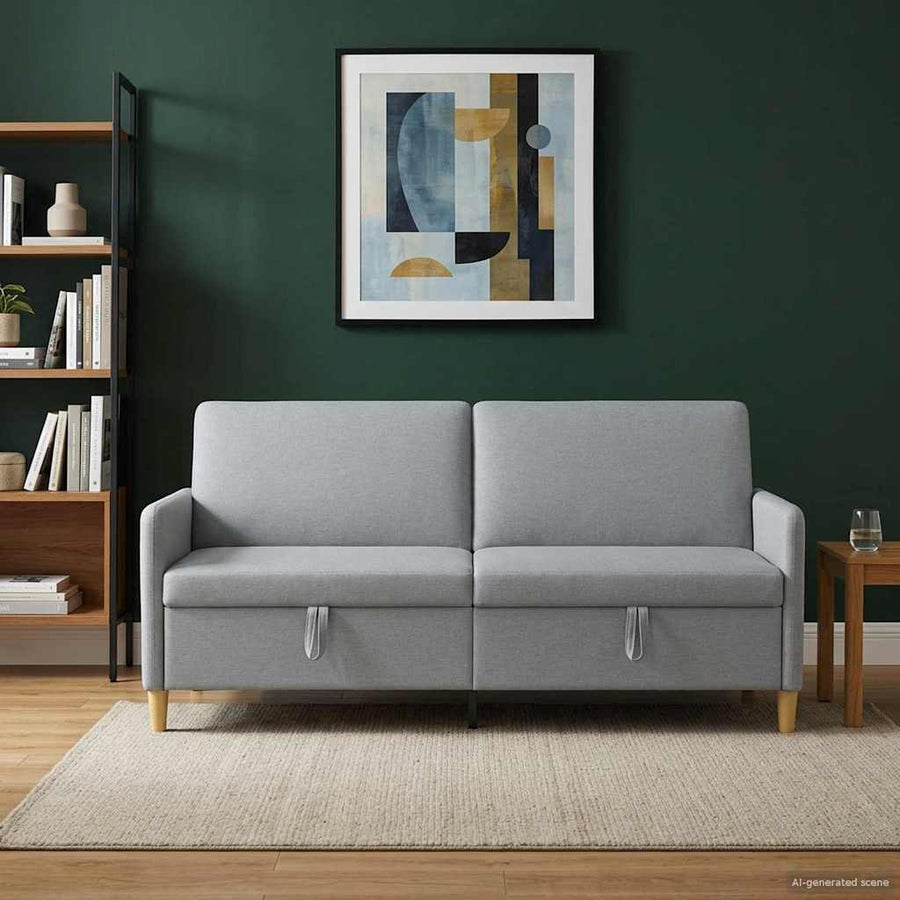 Bank met opslag Lichtgrijs 192 x 78 x 87 cm Polyester