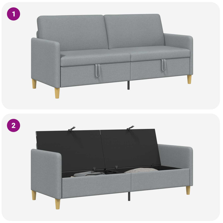 Bank met opslag Lichtgrijs 192 x 78 x 87 cm Polyester