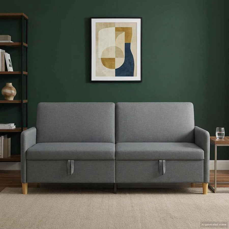 Bank met opslag Donkergrijs 192 x 78 x 87 cm Polyester