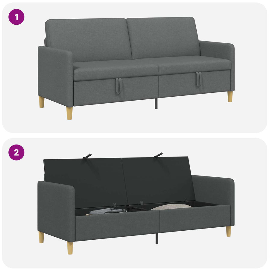 Bank met opslag Donkergrijs 192 x 78 x 87 cm Polyester
