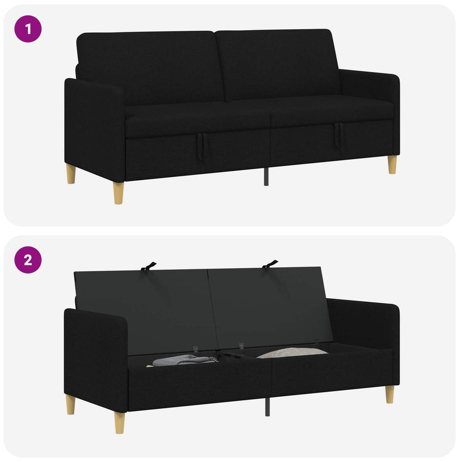Bank met opslag Zwart 192 x 78 x 87 cm Polyester