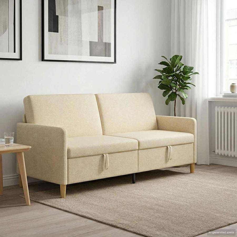 Bank met opslag Crèmekleurig 192 x 78 x 87 cm Polyester