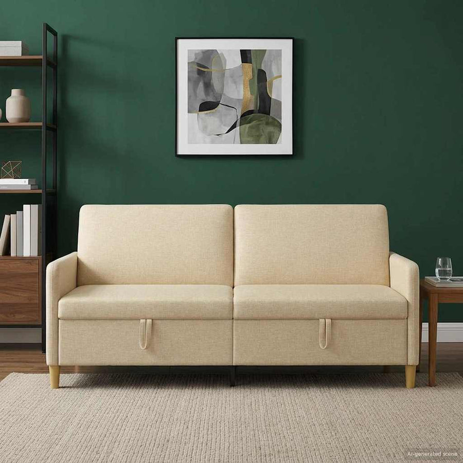Bank met opslag Crèmekleurig 192 x 78 x 87 cm Polyester