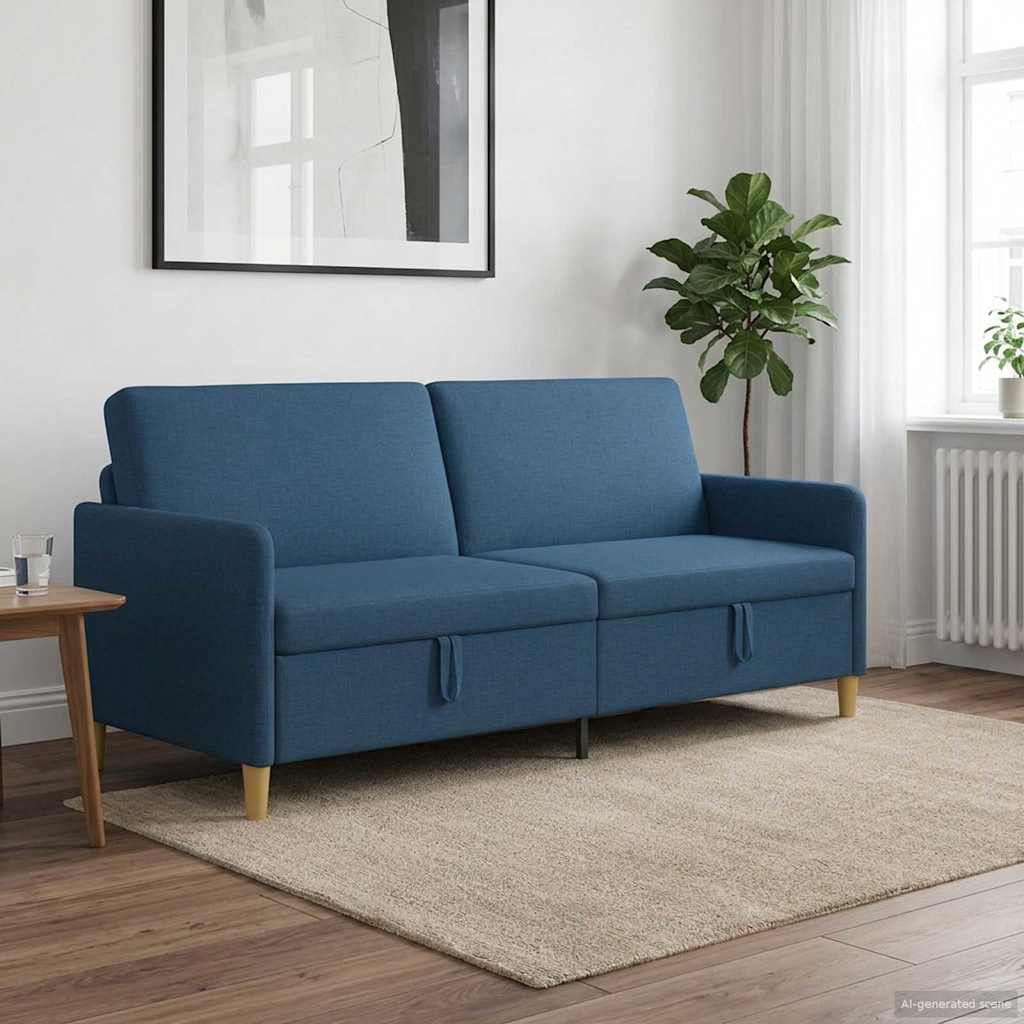 Bank met opslag Blauw 192 x 78 x 87 cm Polyester