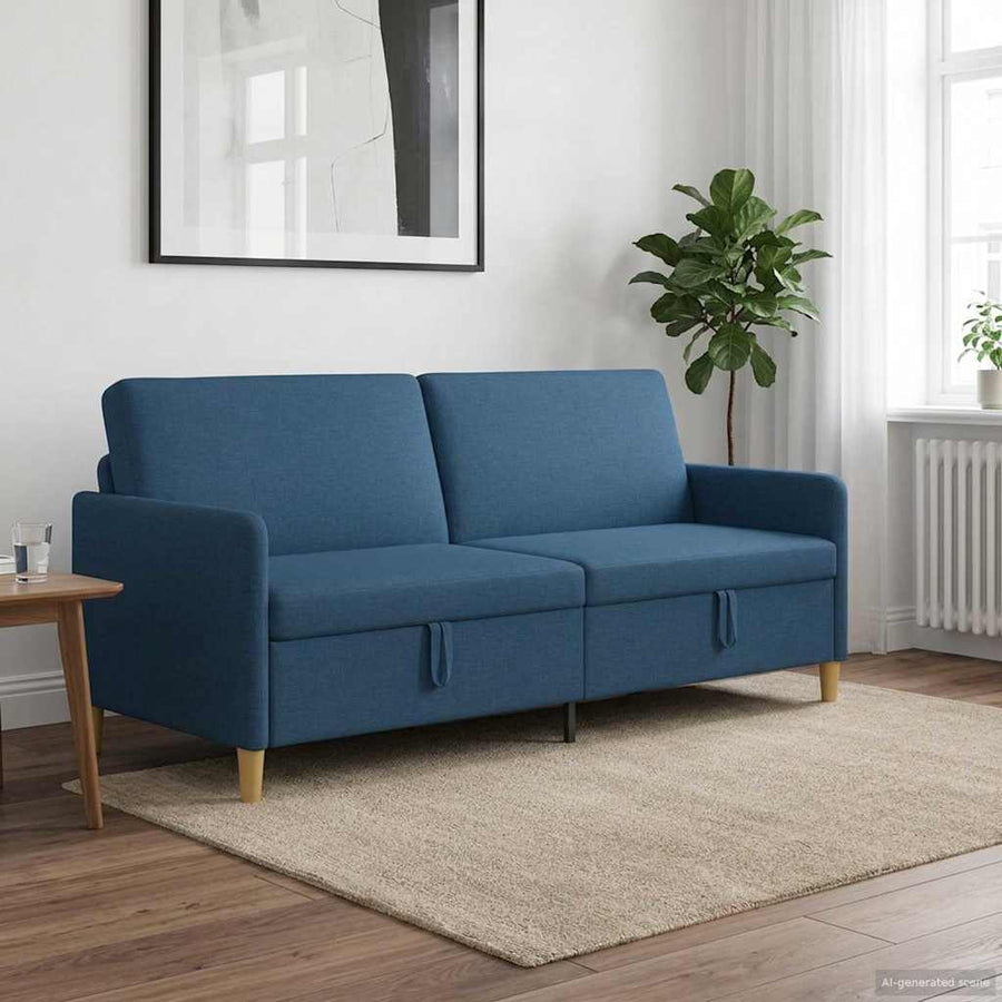 Bank met opslag Blauw 192 x 78 x 87 cm Polyester