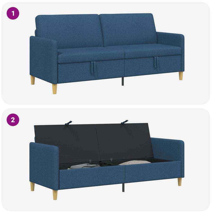 Bank met opslag Blauw 192 x 78 x 87 cm Polyester