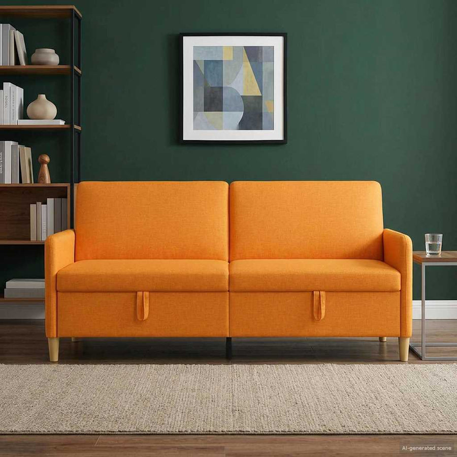 Bank met opslag Donkergeel 192 x 78 x 87 cm Polyester