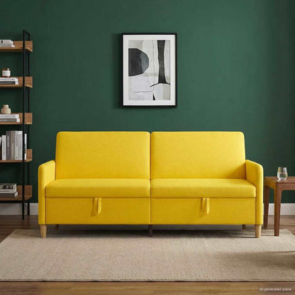 Bank met opslag Lichtgeel 192 x 78 x 87 cm Polyester