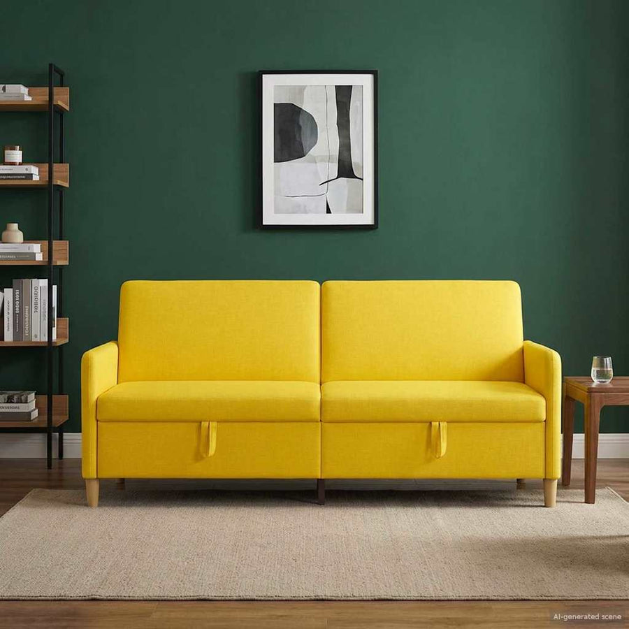 Bank met opslag Lichtgeel 192 x 78 x 87 cm Polyester