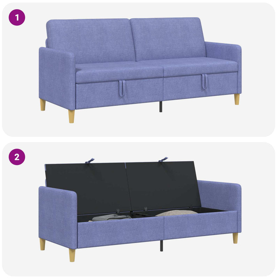 Bank met opslag Jeans Blauw 192 x 78 x 87 cm Polyester
